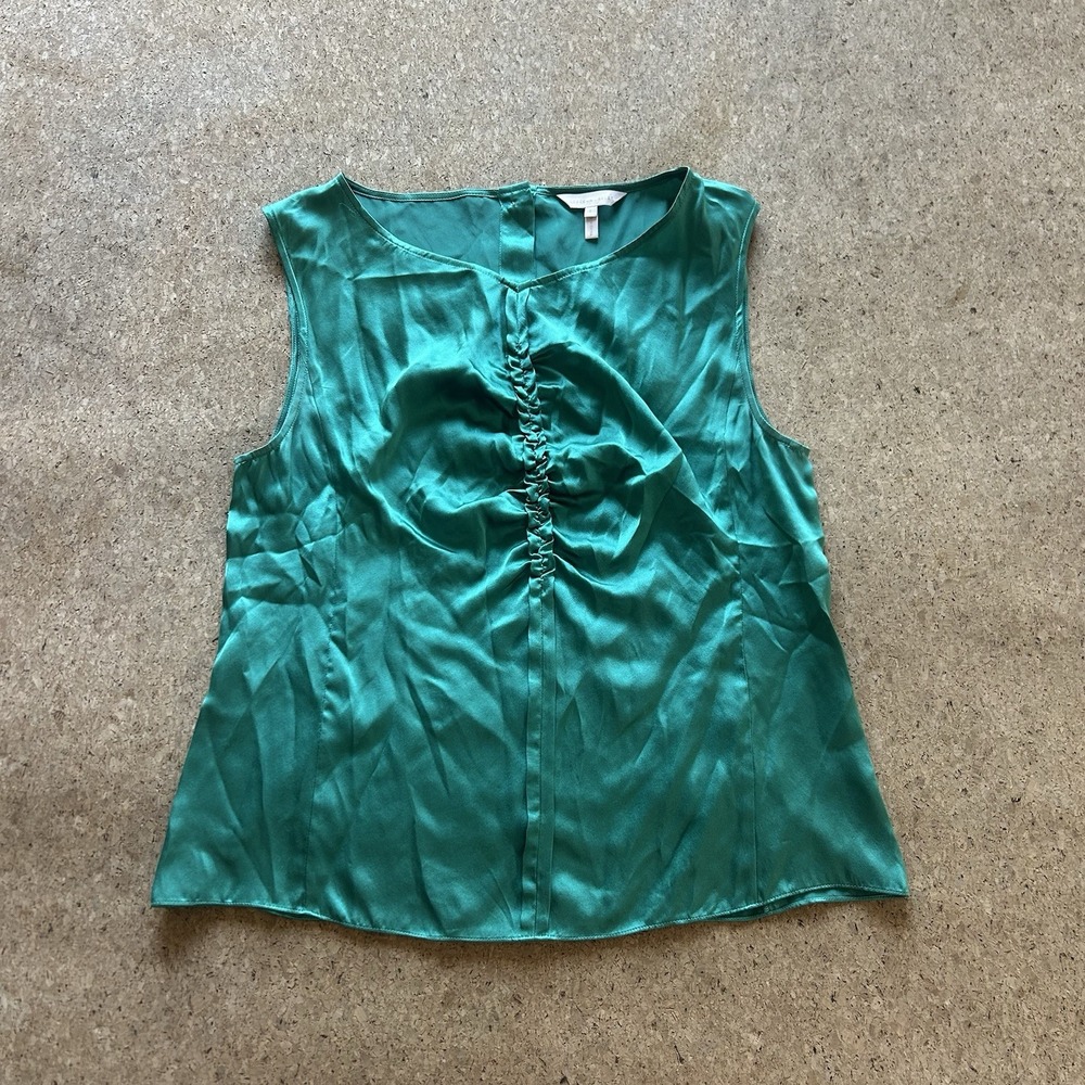 Rebecca Taylor Size 8 Malachite Green Euro Fall Chartreuse Witchy 100% Silk Top